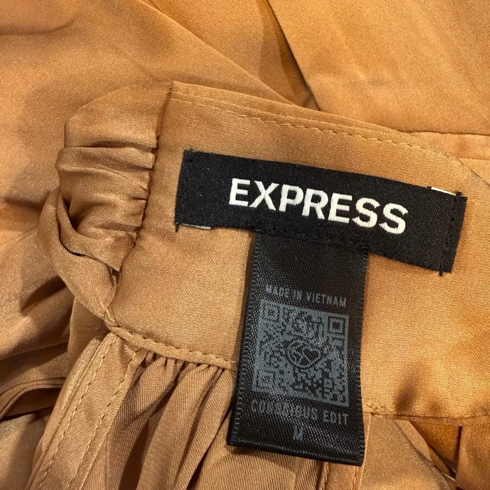 Express Tan Satin Blouse - Picture 3 of 4